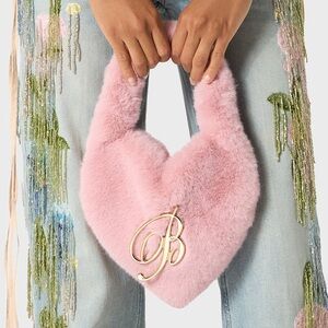 Blumarine pink fur heart bag